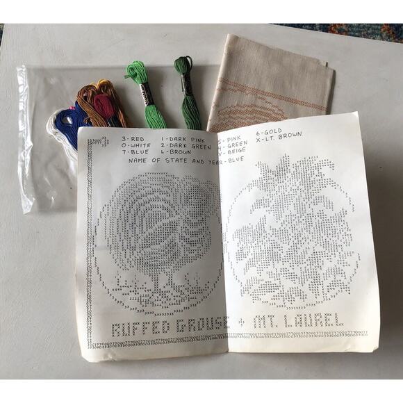 Vintage Cross Stitch Kit Pennsylvania State Bird And Flower Jane Snead Samplers - Picture 8 of 8